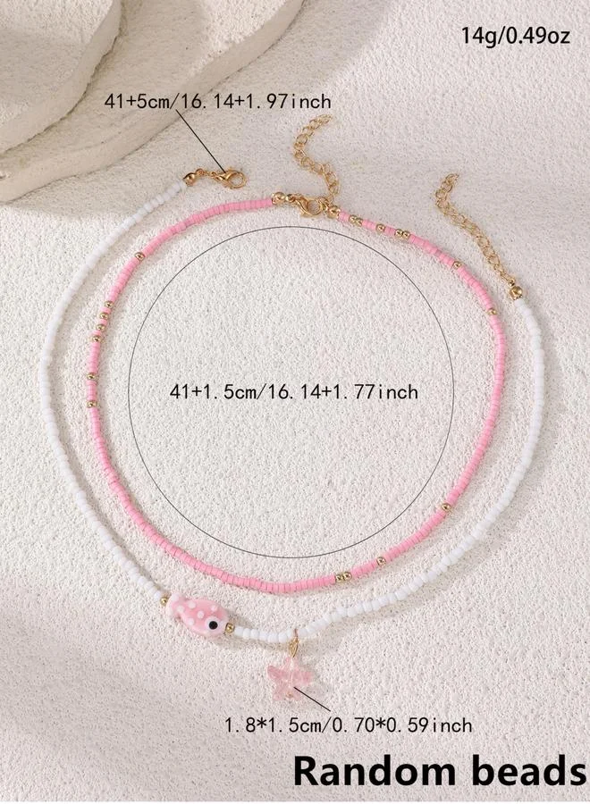 Take Two  Pack of 2 - Pink Beaded Necklace for Women | Best Price UAE